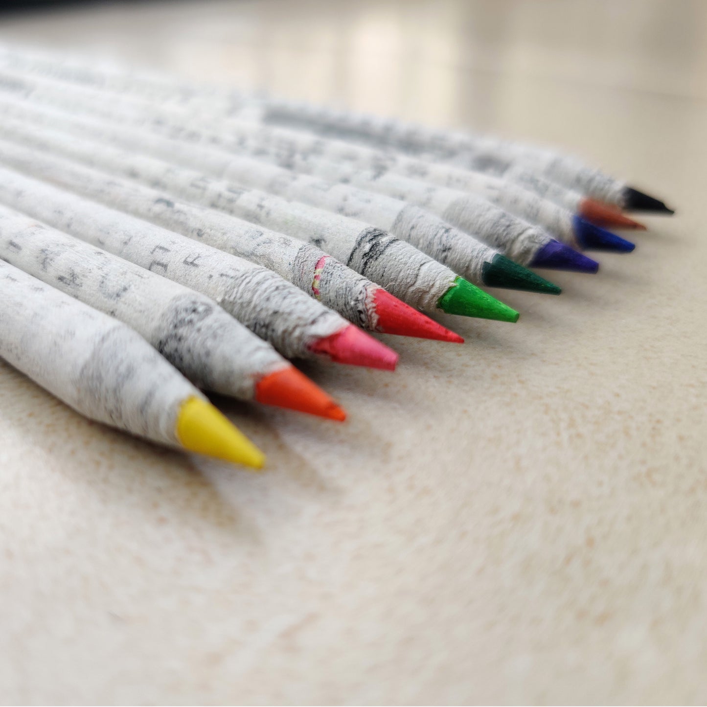 Recycled News Paper COLOUR Pencils |Pack of 10