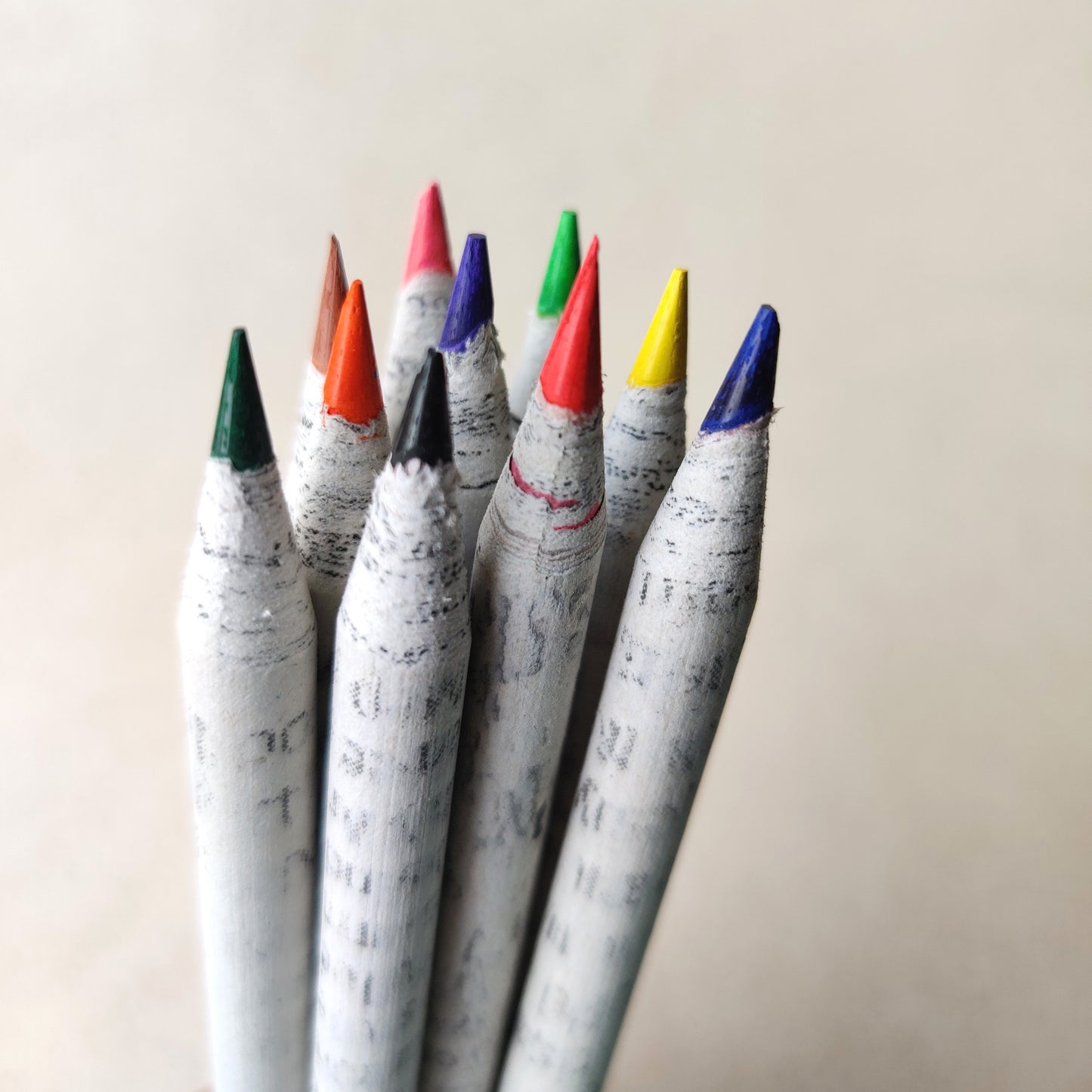 Recycled News Paper COLOUR Pencils |Pack of 10