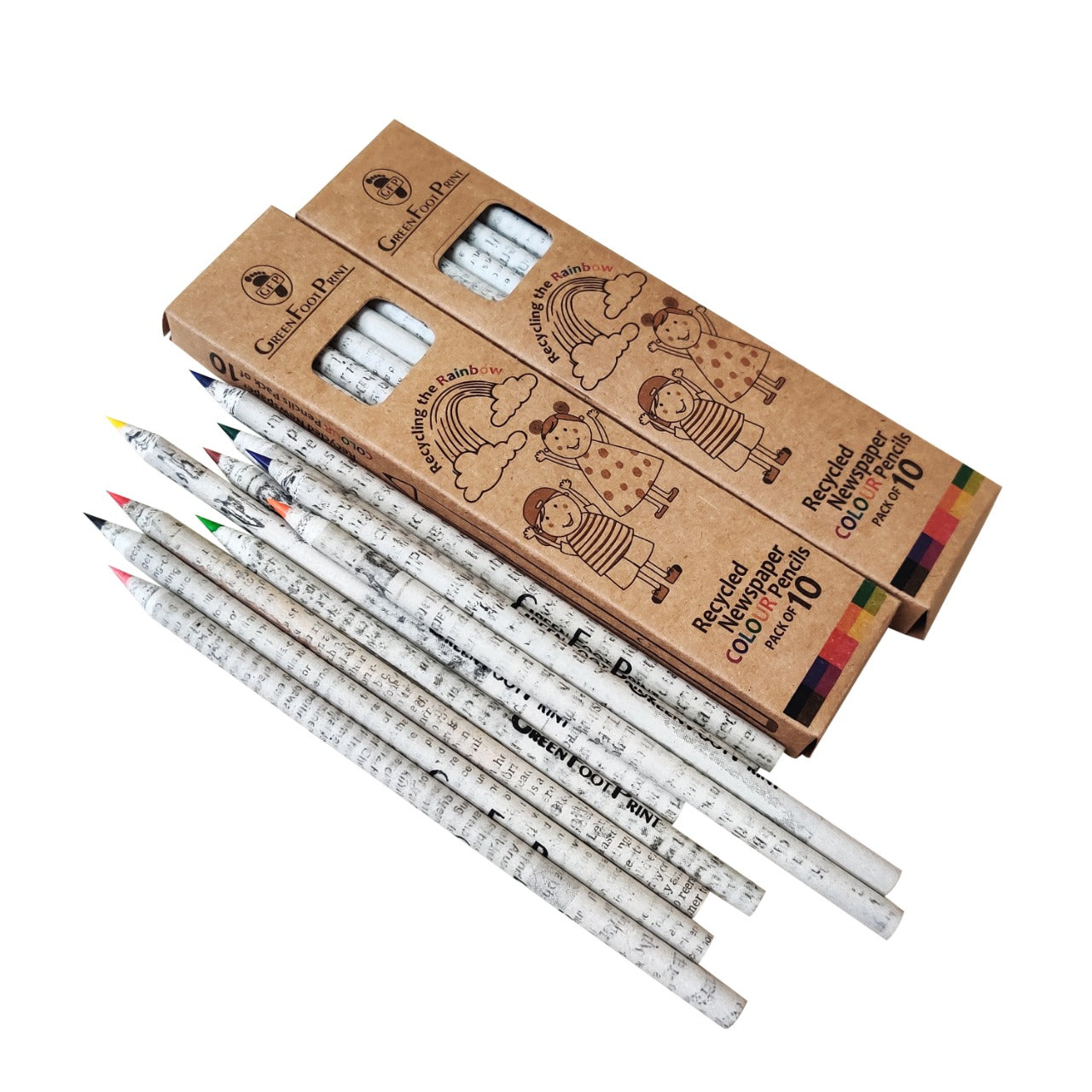Recycled News Paper COLOUR Pencils |Pack of 10