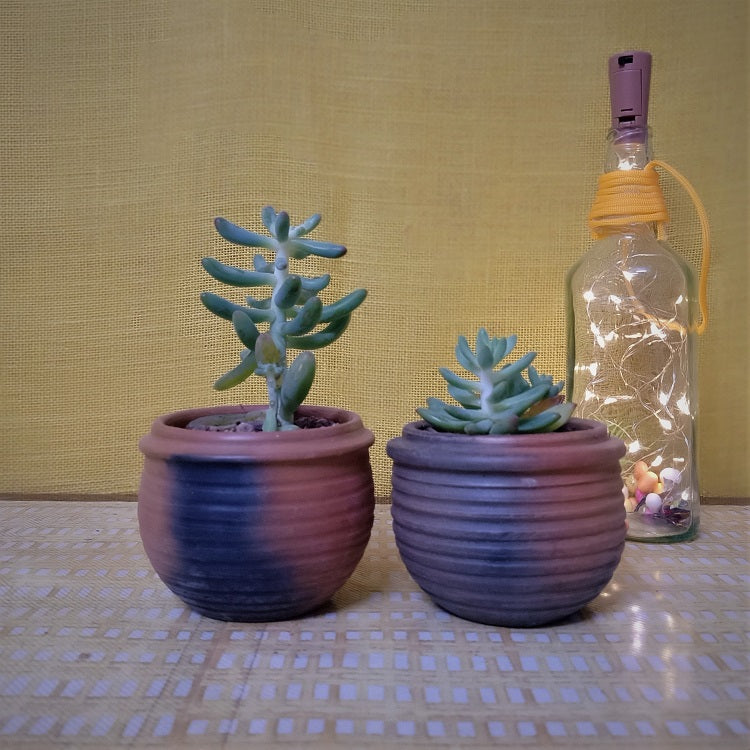 Terracotta & Jute Hanging cum Desktop Planters (Set of 2)