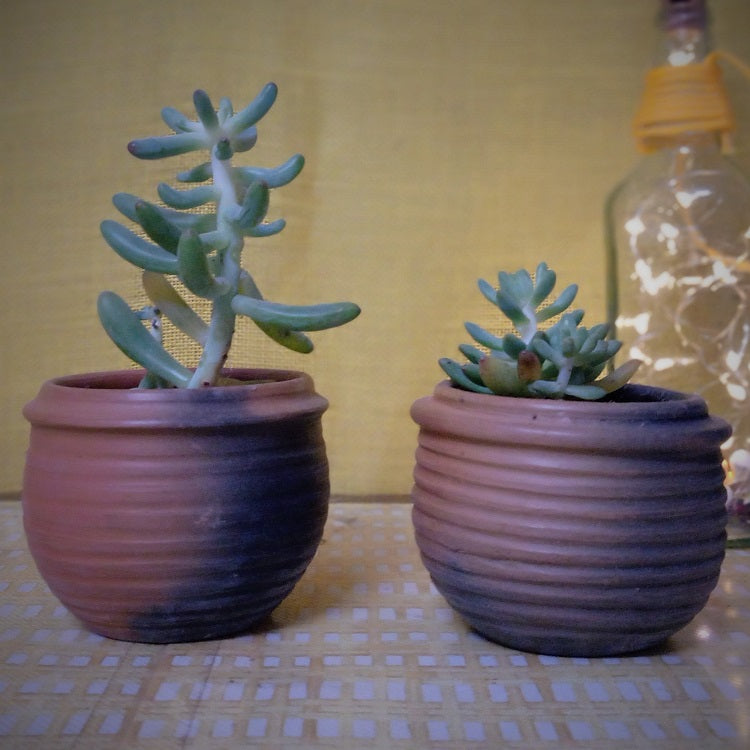 Terracotta & Jute Hanging cum Desktop Planters (Set of 2)