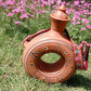 Kutch Painted Pottery Donut Bottle with Strap