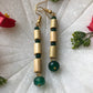 Handcrafted Bamboo Three Bead Earrings (Green)