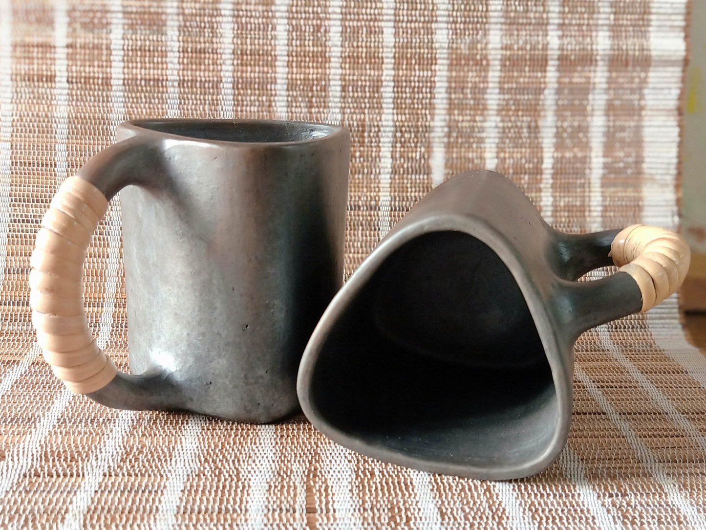 Longpi Black Pottery Trikon Coffee Mug Large (Set of 2)