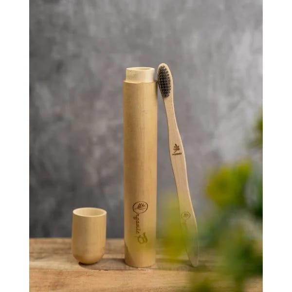 Eco Friendly Travel Case with Bamboo Charcoal Toothbrush