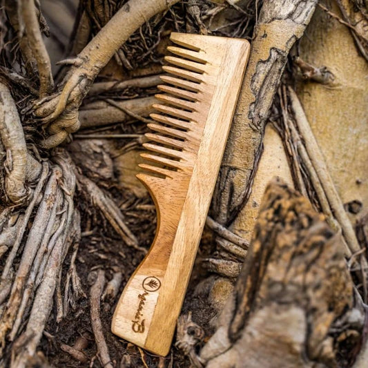 Neem Wood Wide Teeth Handle Comb