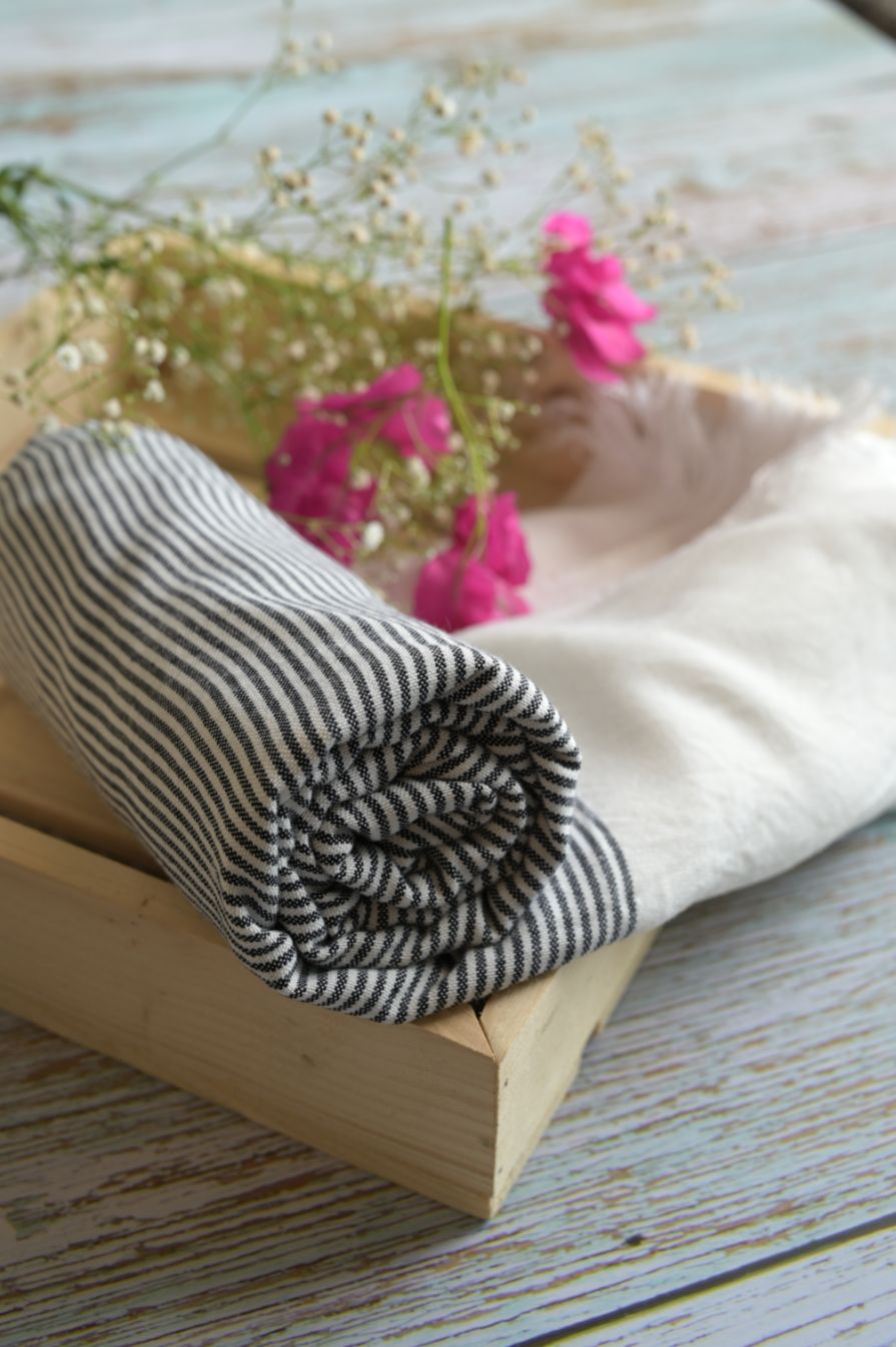 Thin Bamboo Bath Towel - Indigo Striper 160*75cm