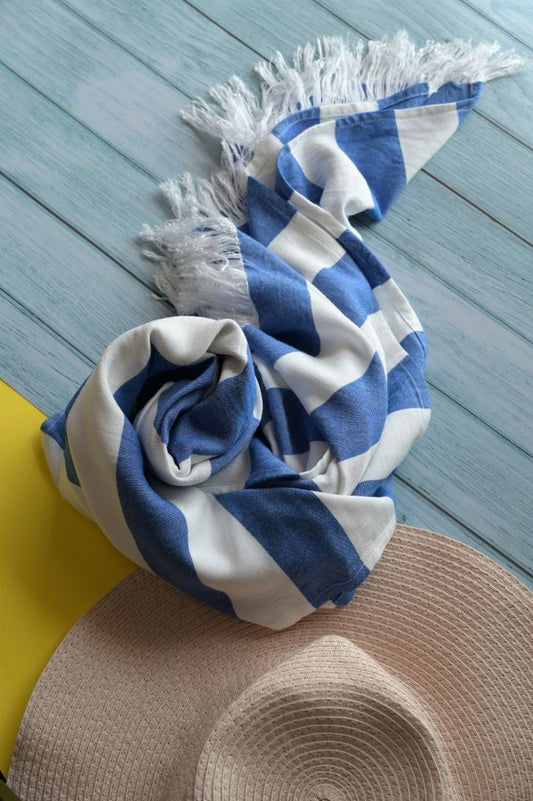 Thin bamboo bath towel- Vacation Blue 160*75cm