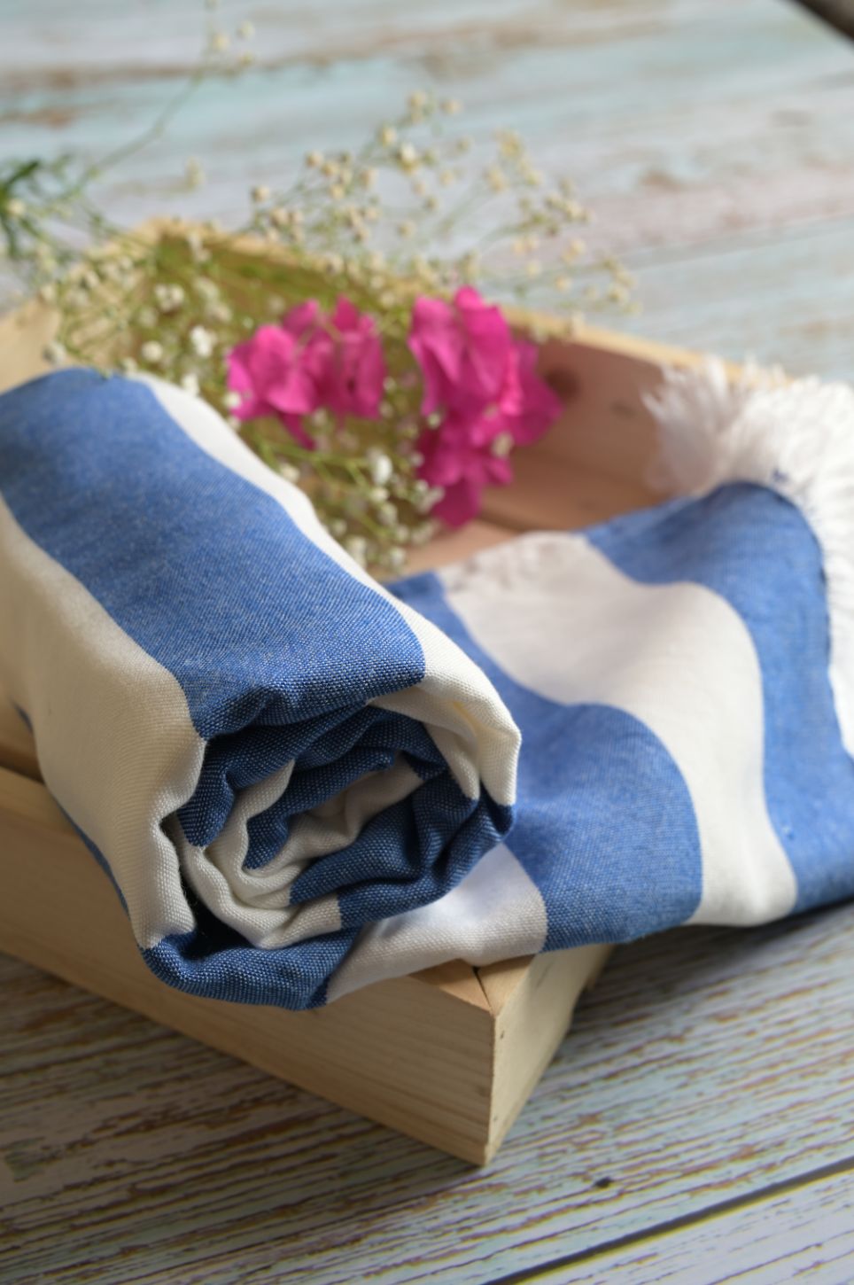 Thin bamboo bath towel- Vacation Blue 160*75cm