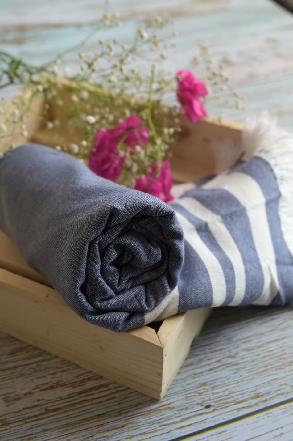 Thin Bamboo Bath Towel - Powder Blue 160*75cm