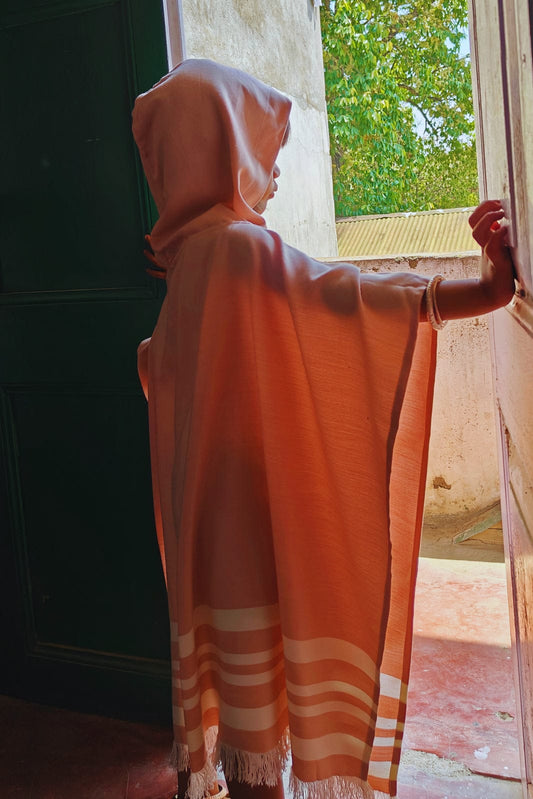 Thin Bamboo Baby Poncho- Pink Salt