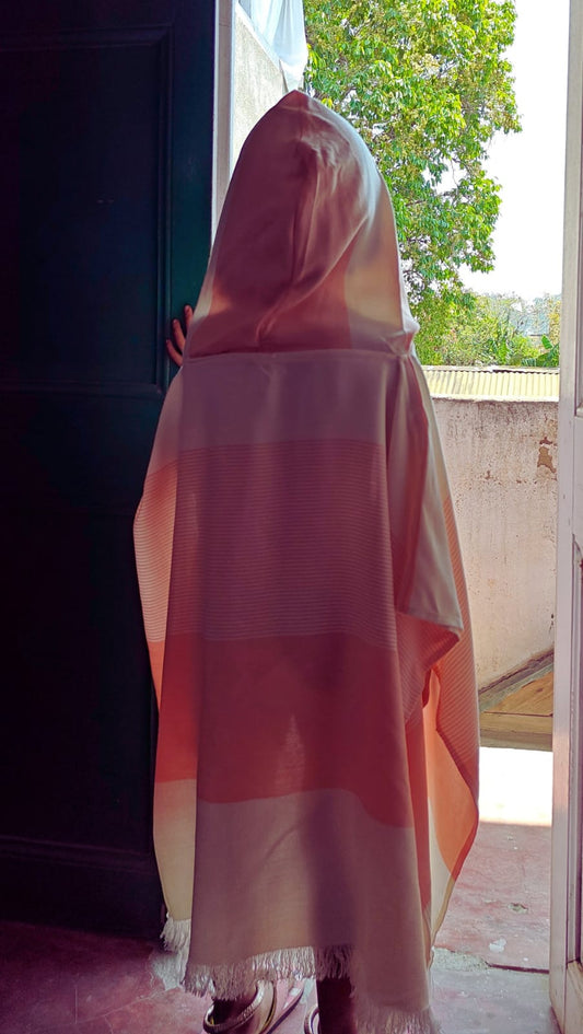 Thin Bamboo Baby Poncho- Peach Melba