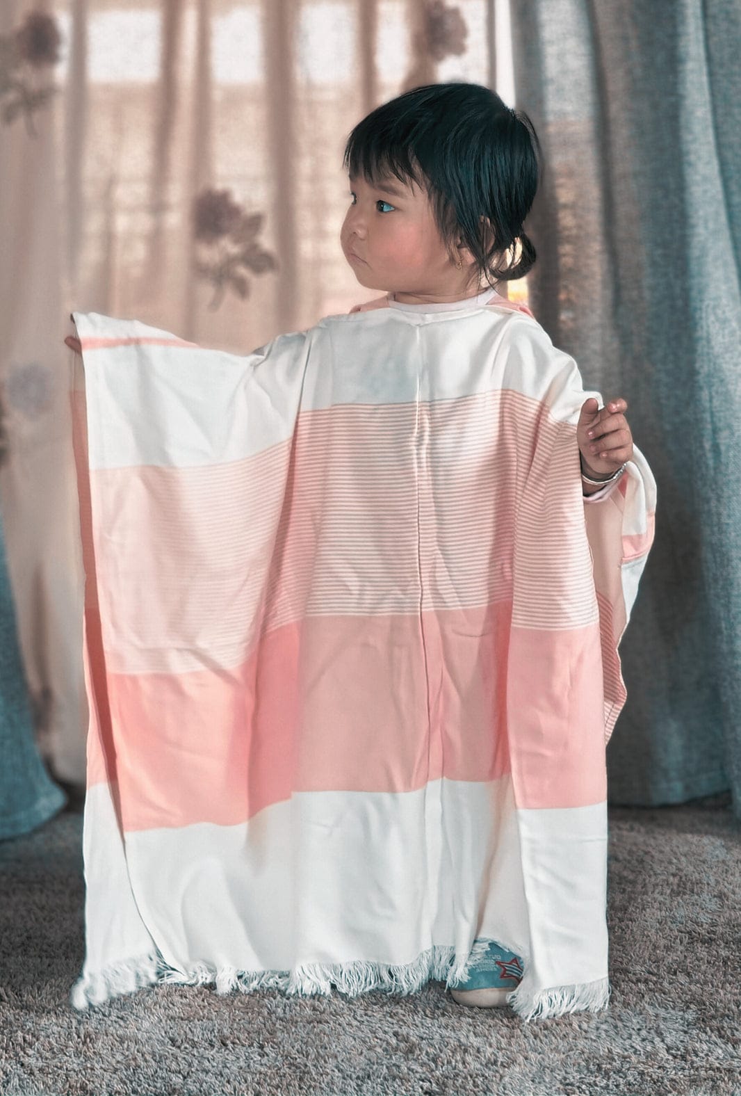 Thin Bamboo Baby Poncho- Peach Melba