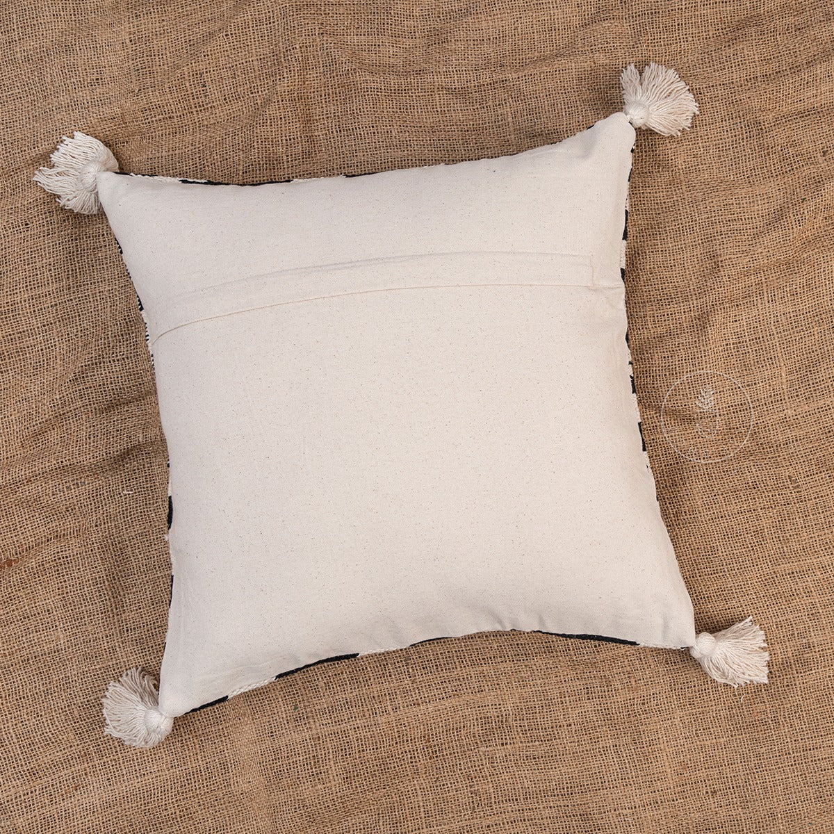 Black and Ivory Cotton Kilim Hand Loom Woven Designer Cushion Cover