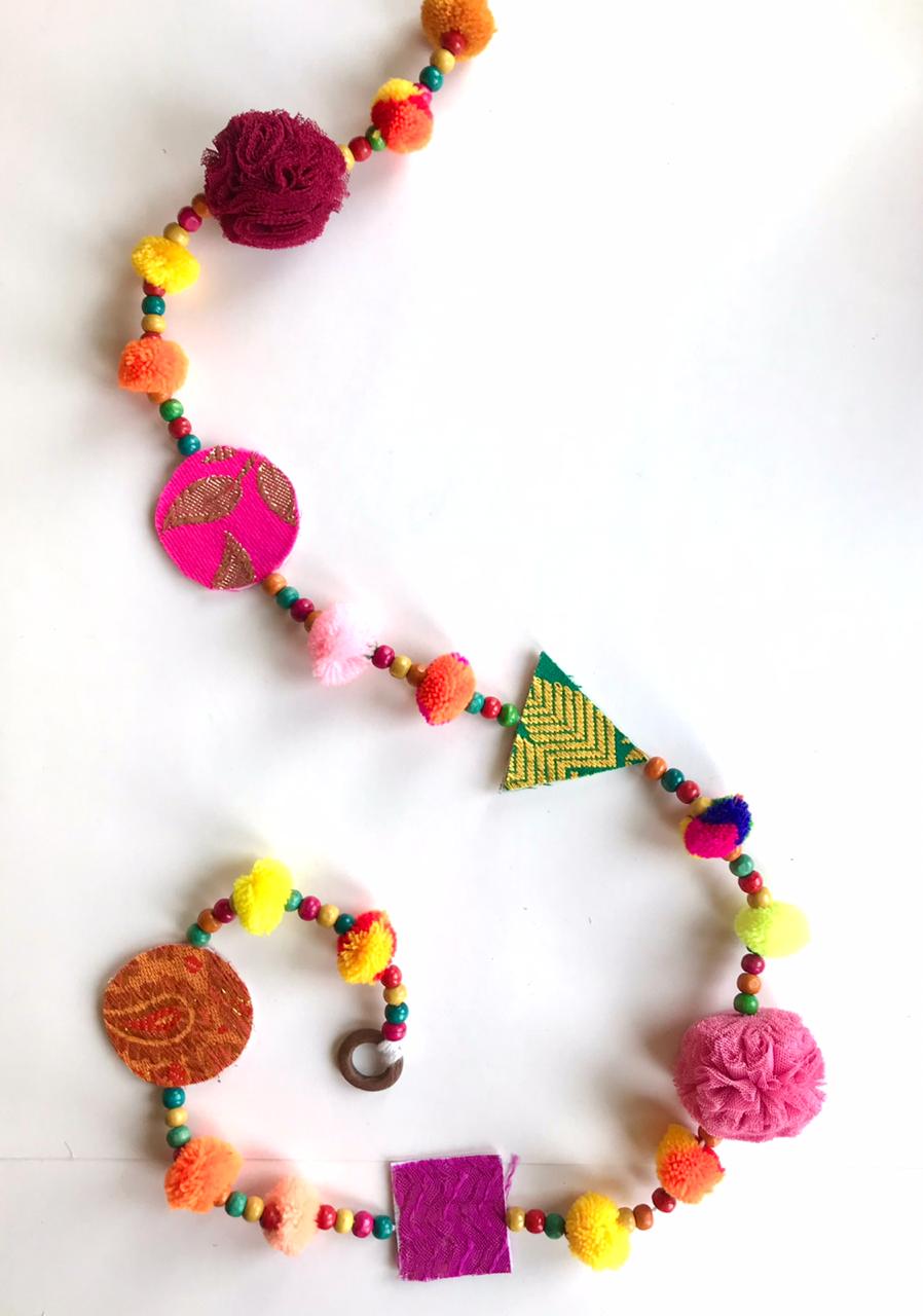 Upcycled Chintzy Pom-Pom Festive Decoration String Hanging Party Prop