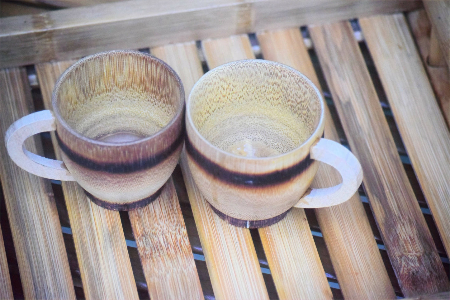 BAMBOO TRAY WITH SET OF 2 TEA CUP