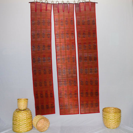3 PANEL BAMBOO CURTAINS MAROON