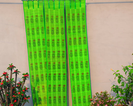 3 PANEL BAMBOO CURTAINS GREEN