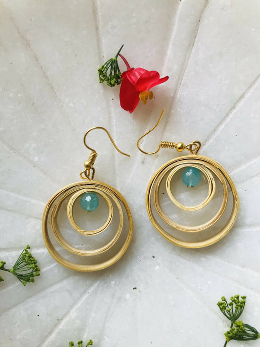 Bamboo Circle With Bead Earrings
