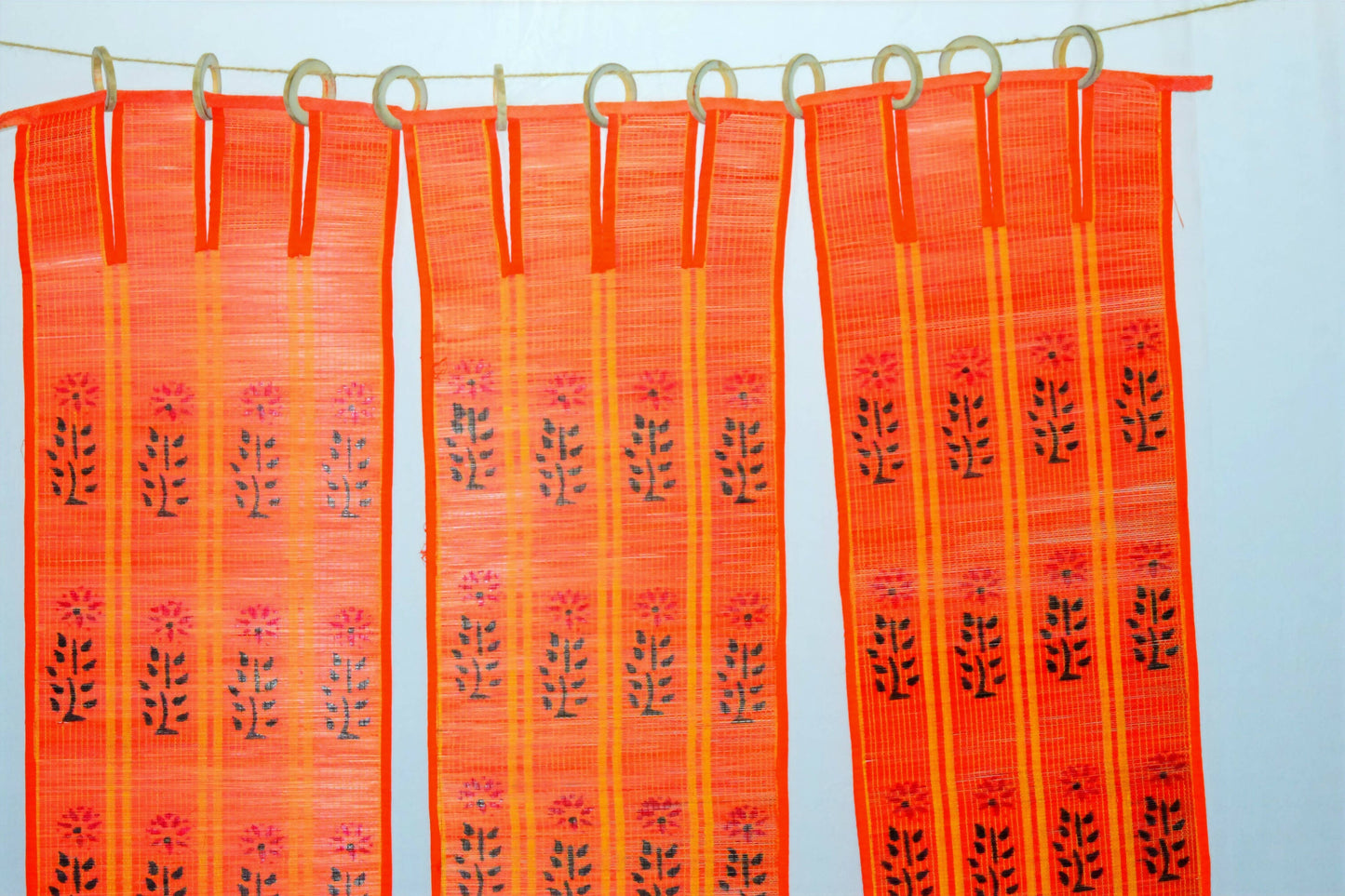 3 PANEL BAMBOO CURTAINS ORANGE