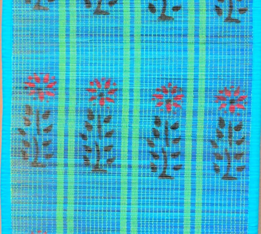 3 PANEL BAMBOO CURTAINS BLUE