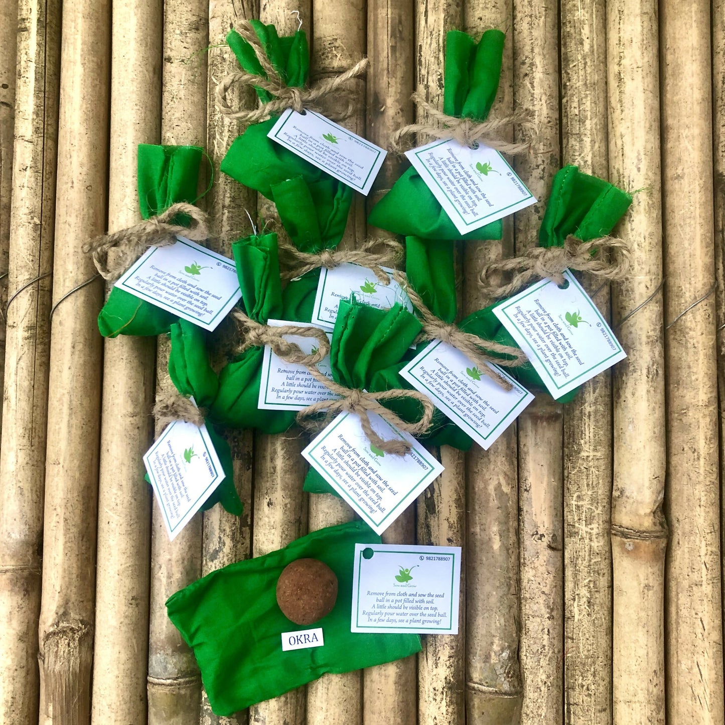10 Plantable Seed Balls with Okra/Ladyfinger Seeds