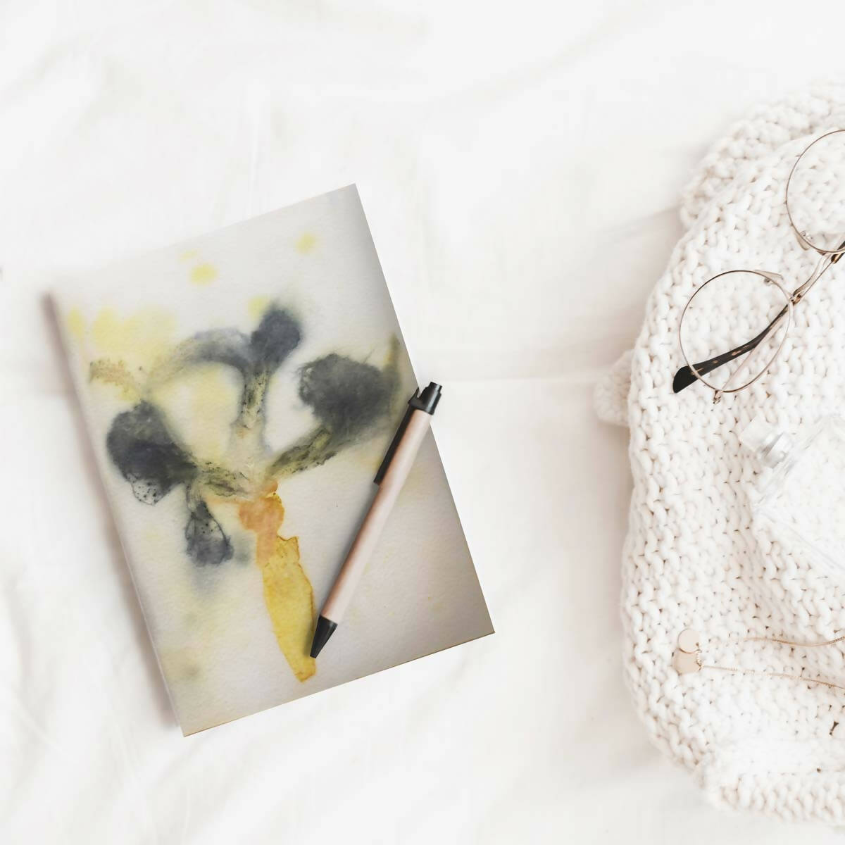 Eco-printed Handmade Journal - Hibiscus Vase Print