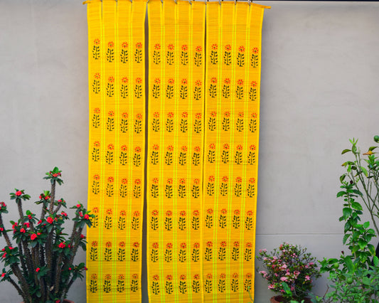 3 PANEL BAMBOO CURTAINS YELLOW