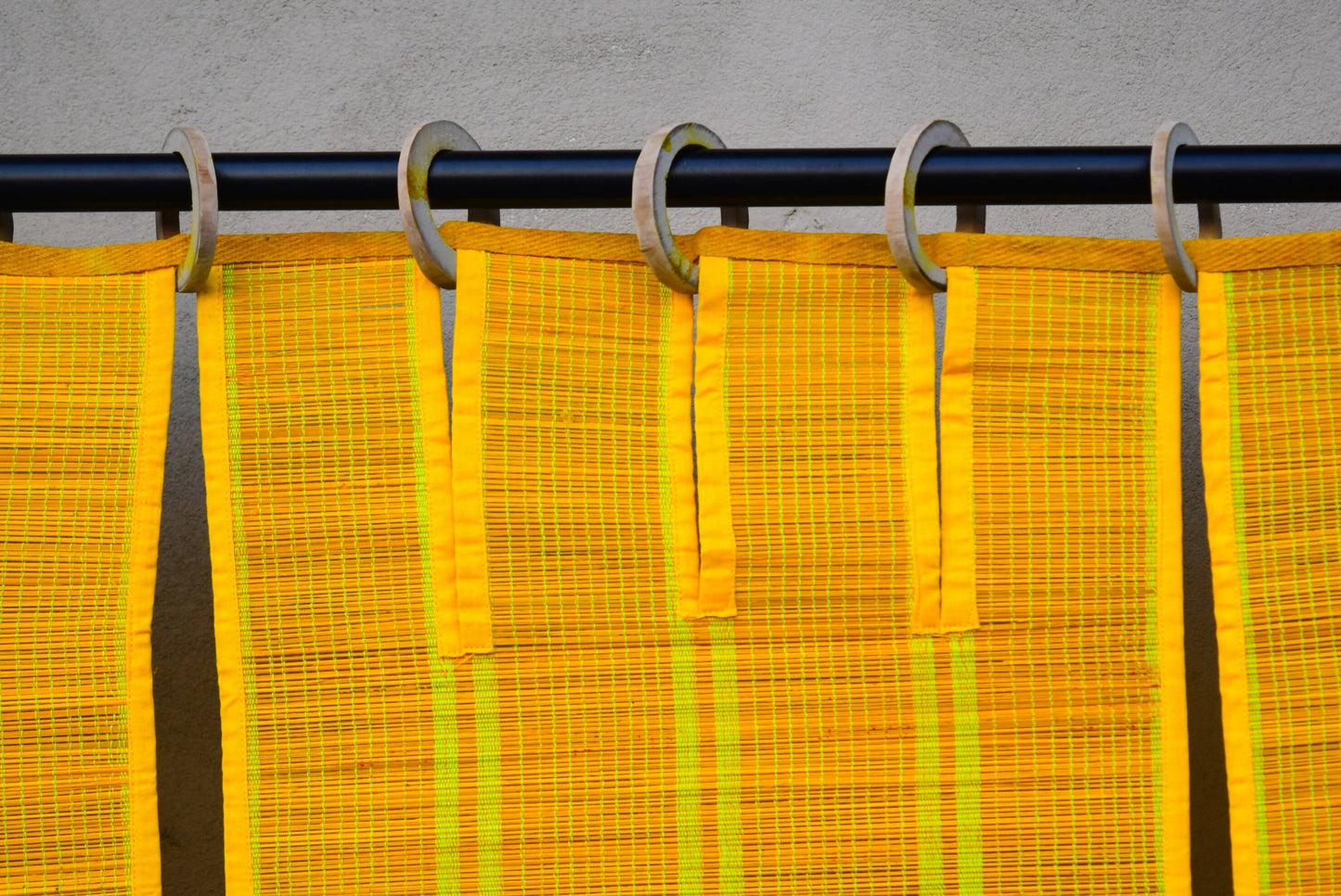 3 PANEL BAMBOO CURTAINS YELLOW
