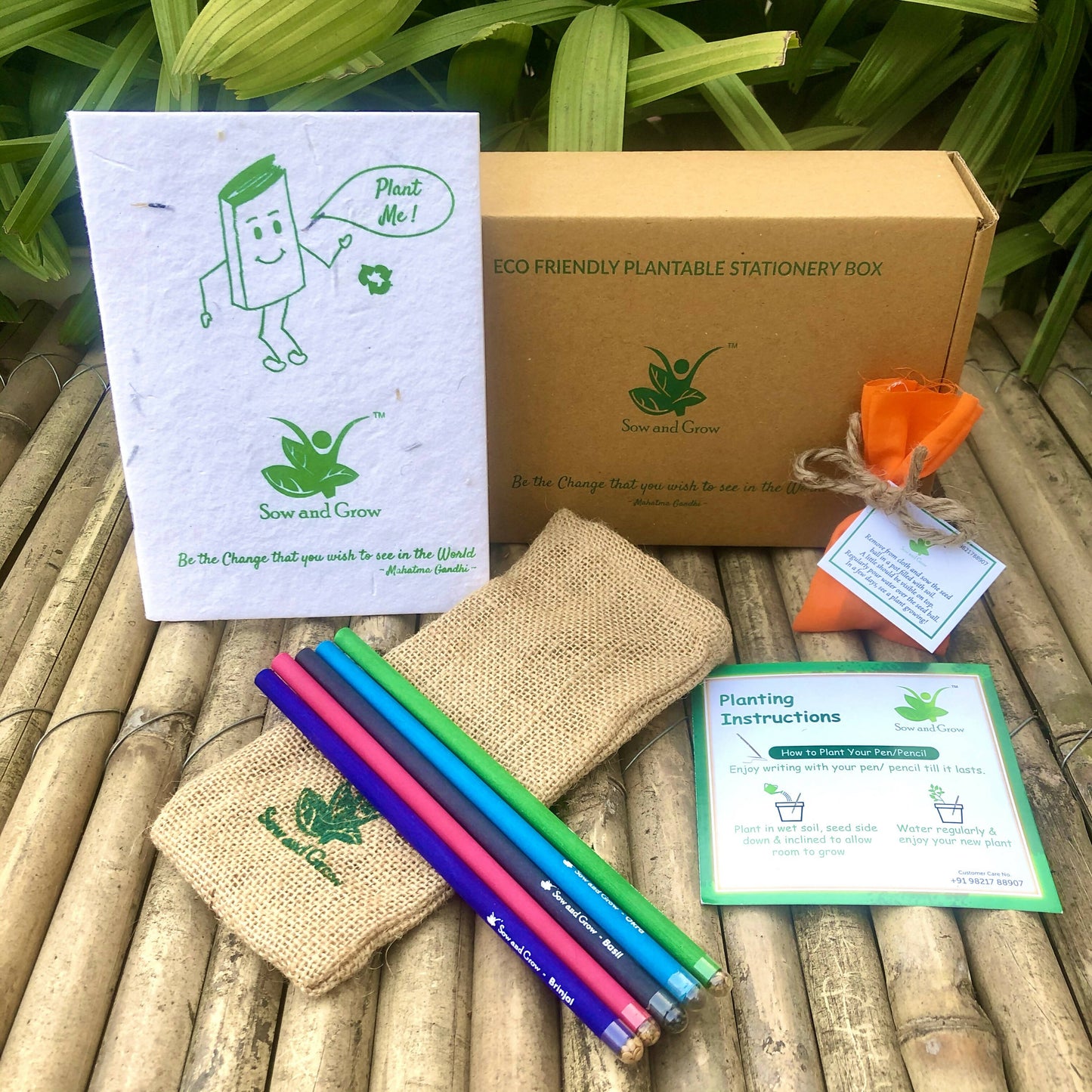 Brown Box Collection: 5 Seed Paper Pencils + 1 Seed Diary + 1 Seed ball
