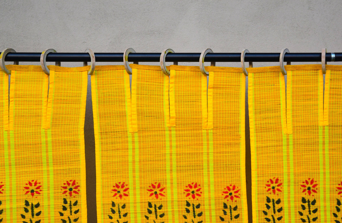 3 PANEL BAMBOO CURTAINS YELLOW