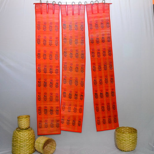 3 PANEL BAMBOO CURTAINS ORANGE